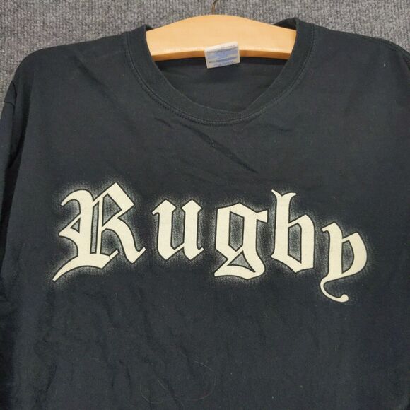 Rugby Elegant Violence Long Sleeve T-shirt Mens Medium Black Embroidered - Picture 3 of 14